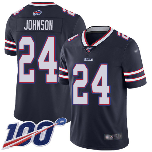 Men Buffalo Bills #24 Taron Johnson Limited Navy Blue Inverted Legend 100th Season NFL Jersey->youth nfl jersey->Youth Jersey